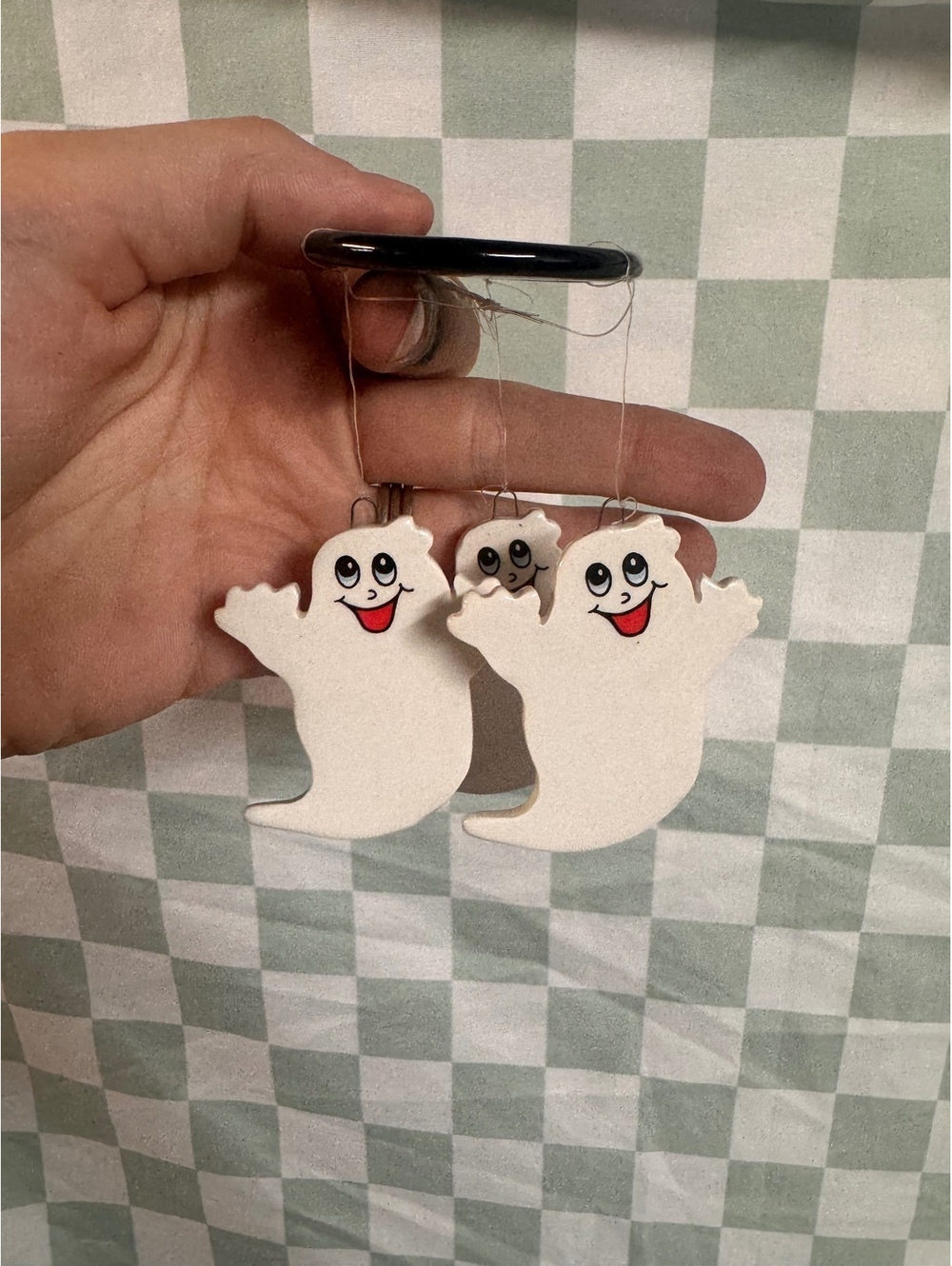 Set of 3 Cute Ceramic Ghost Hanging Windchime